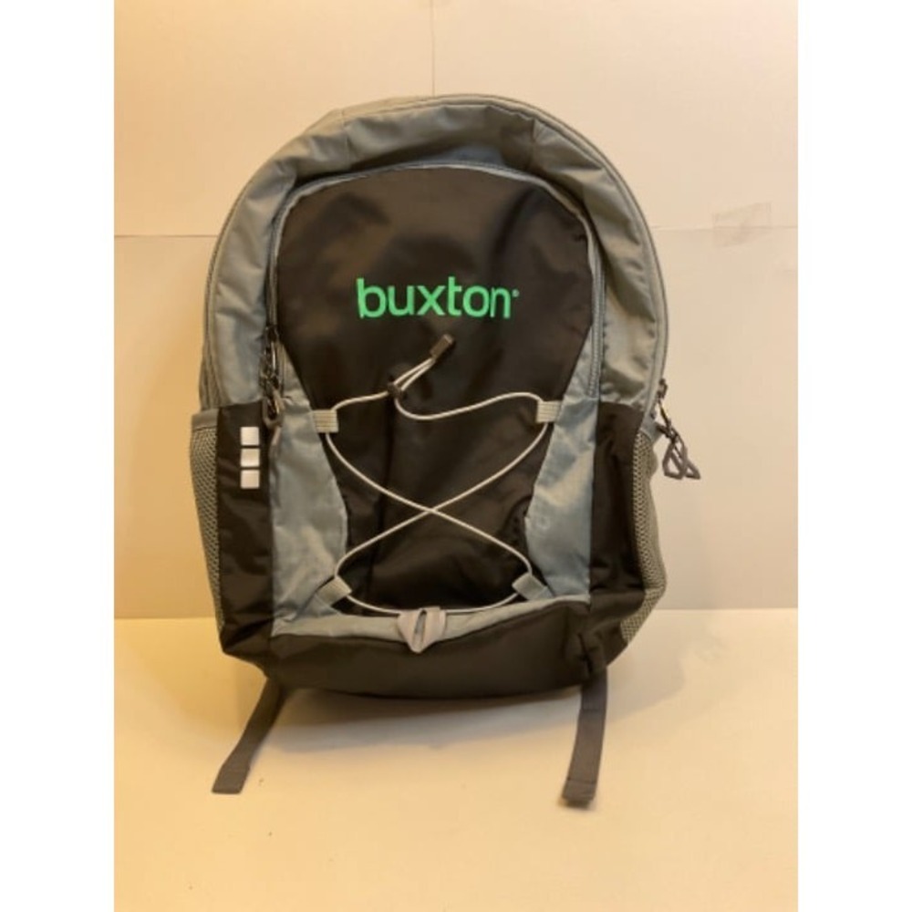 Buxton Backpack Unisex Grey Black Green Excellent Bungee Mesh Pockets Padded